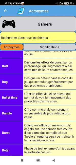 Lexique acronymes Screenshot 2