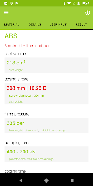 ENGEL e-calc Screenshot 2