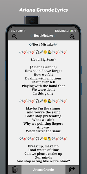 Ariana Grande Song Lyrics Screenshot 3