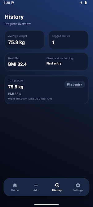 Weight Tracker BMI Calculator Screenshot 2