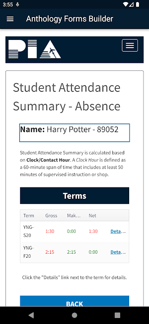 PIA Student Portal Screenshot 3