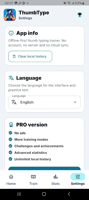 ThumbType: Typing Trainer Screenshot 3