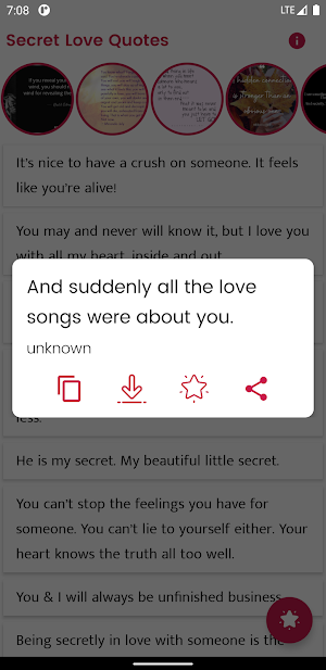 Secret Love Quotes and Sayings Screenshot 2