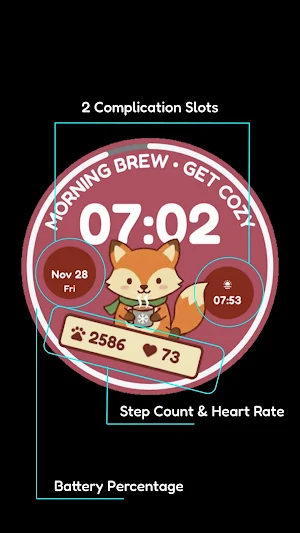 Cute Winter Animals Watch Face Screenshot 0