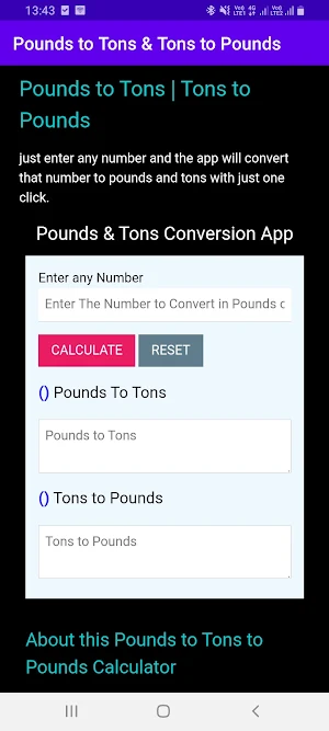 Pounds to Tons To Pounds Screenshot 0