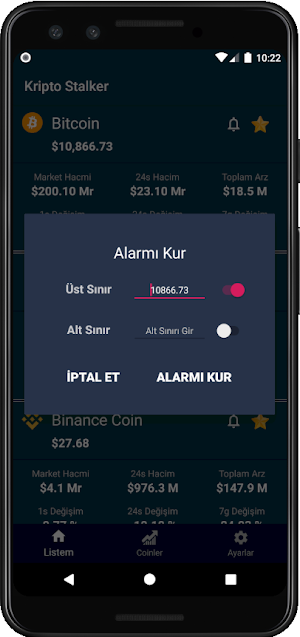 Crypto Stalker | Bitcoin,Ethereum | Alarm Screenshot 2