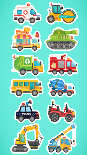 CandyBots Cars & Trucks🚓Vehicles Kids Puzzle Game Screenshot 1
