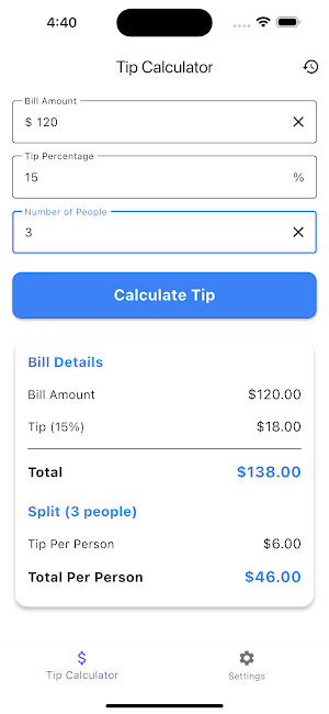 Tip Calculator Screenshot 0