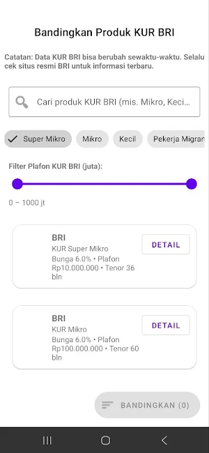 Kalkulator & Simulasi KUR Screenshot 1