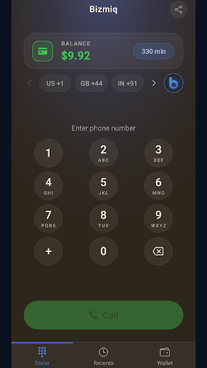 Bizmiq – International Calls Screenshot 1