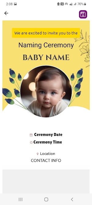 Naming Ceremony Invitation Screenshot 2