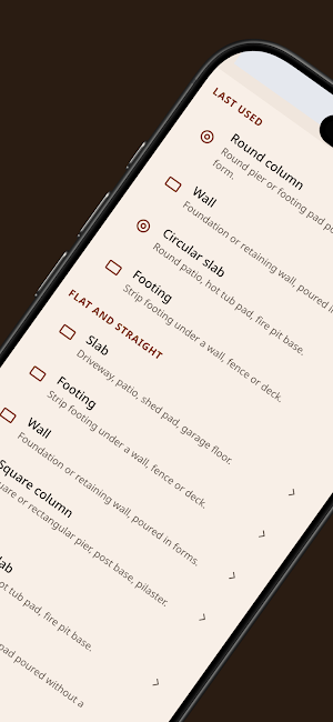 Concrete Calculator: Bags+Cost Screenshot 1