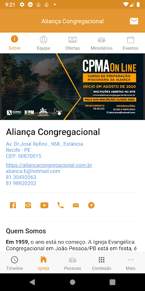 Aliança Congregacional Screenshot 2