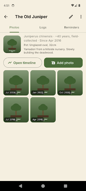 BonsaiLog: Bonsai Care Log Screenshot 2