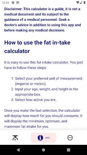 Daily Fat Intake Calculator Screenshot 2