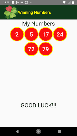My Winning Numbers Screenshot 1