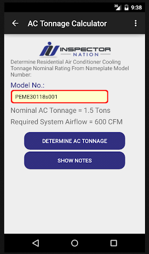 Inspection HVAC Calculator Screenshot 2