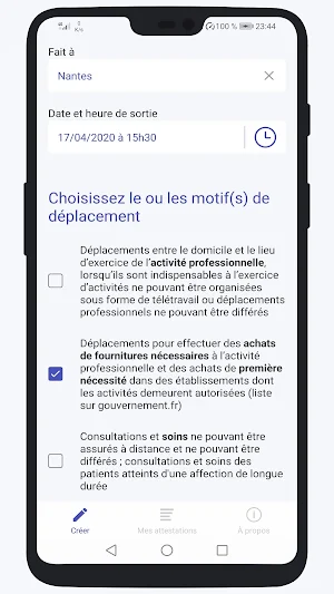 Attestation de déplacement Novembre 2020 Screenshot 3