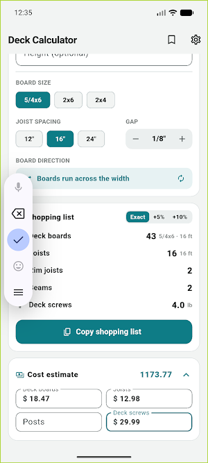 Deck Calculator Screenshot 3