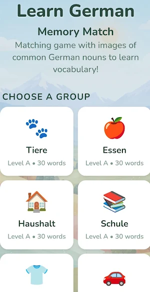 German Noun Matching Game Screenshot 0