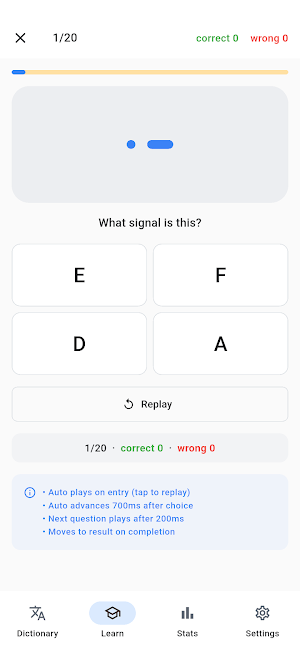 Morse Trainer: Korean+English Screenshot 2