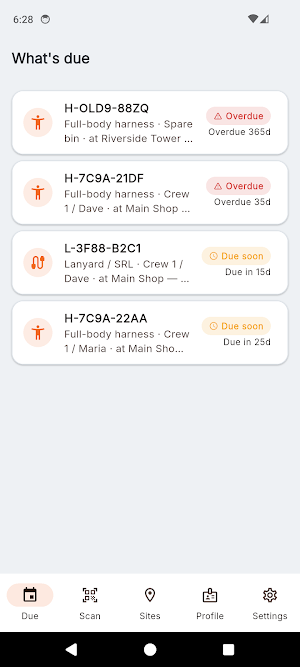 Harness Inspection Log QR Screenshot 0