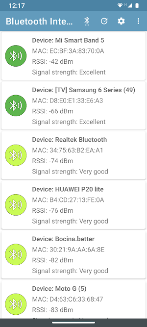 Bluetooth signal strength meter Screenshot 2