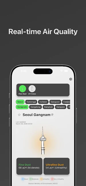 MsMg: Seoul Air Quality & Dust Screenshot 0