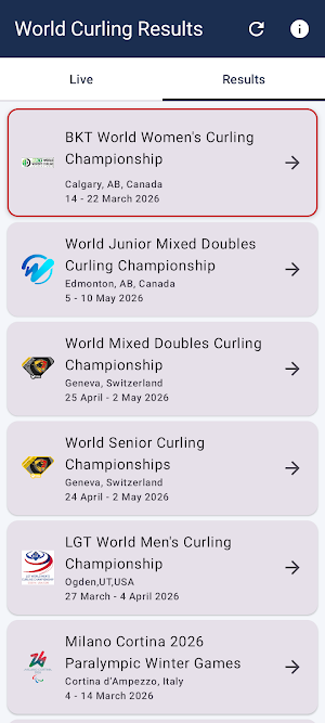 World Curling Results Screenshot 0