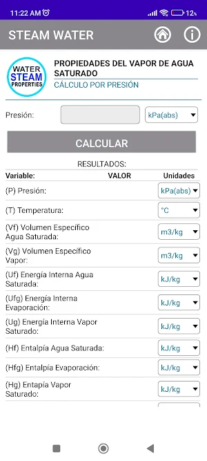 STEAM WATER CALCULATOR Screenshot 1