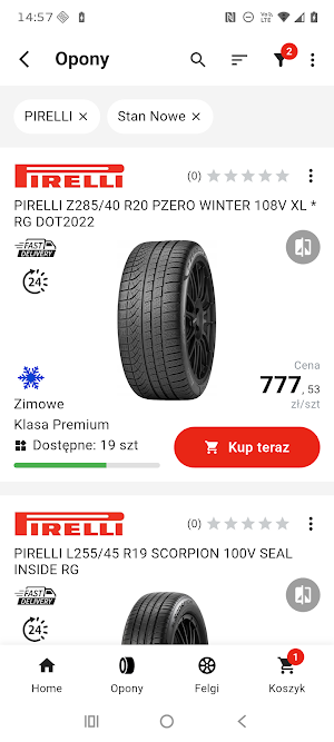 Nowe opony PIRELLI - Kup teraz Screenshot 1