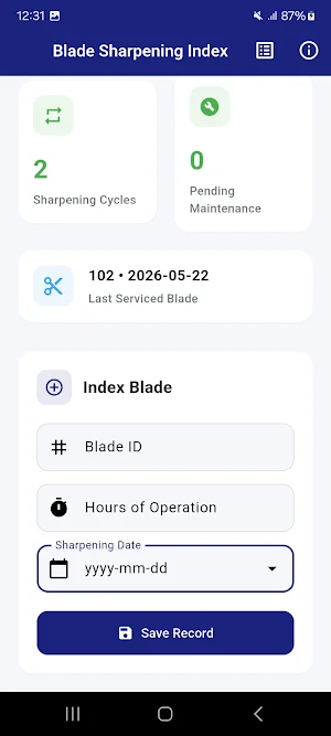 Blade Sharpening Index Screenshot 2