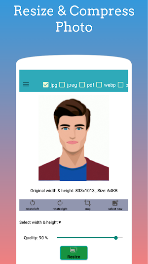 Photo Resizer for Form Fill Up Screenshot 1