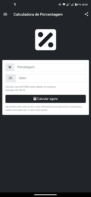 Calculadora de Porcentagem Screenshot 0