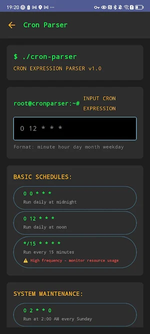 Linux Cron expression toolkit Screenshot 1