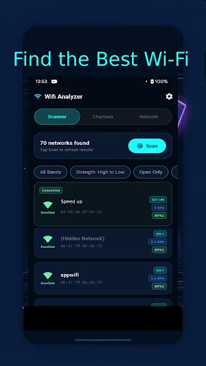 Wifi Analyzer - WifiSpeed Test Screenshot 0