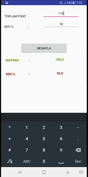 KDV, BRÜT ve MATRAH HESAPLAMA Screenshot 1