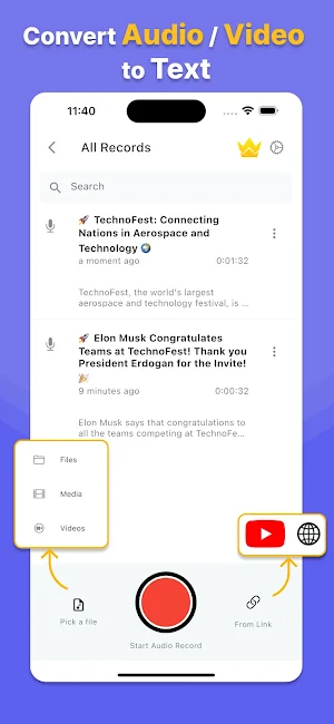Speech to Text Transcribe + ai Screenshot 0
