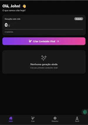 Social AI — Conteúdo Viral IA Screenshot 1