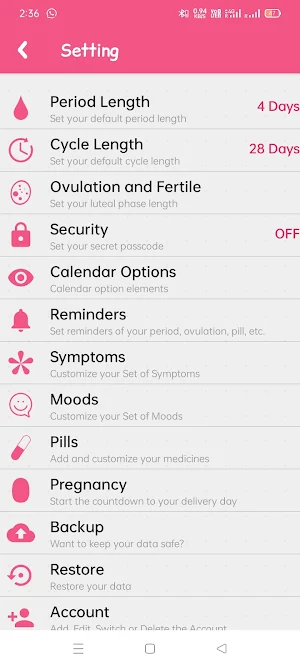 FemCycle - Period Tracker App Screenshot 2