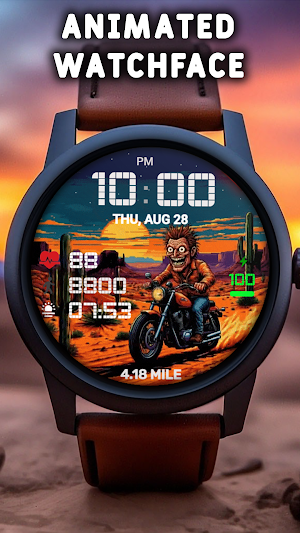 Crazy Biker Animated Watchface Screenshot 0