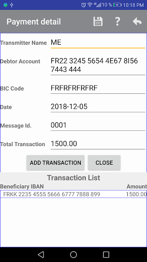 SEPA Transfer File Screenshot 2