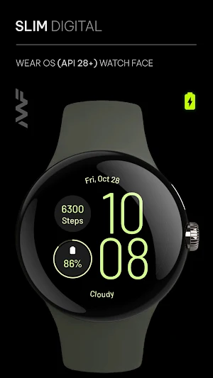 Awf Slim Digital - WearOS face Screenshot 0
