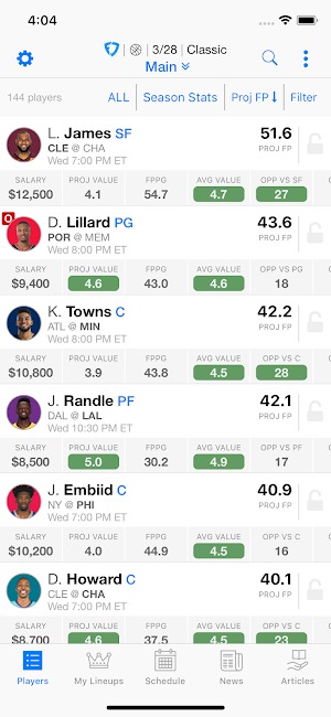 Daily Fantasy Cheatsheet Screenshot 0