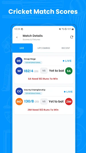 Live Cricket Match Score Screenshot 0
