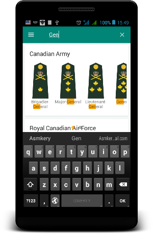 Canadian military ranks Screenshot 2