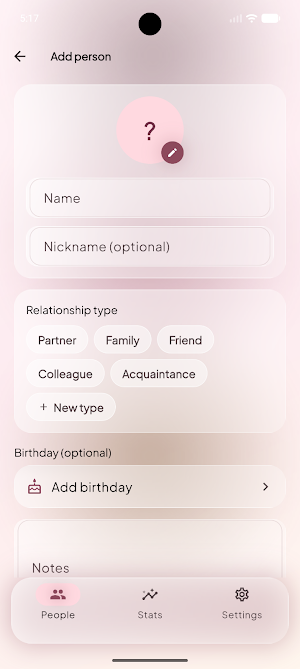 Relationship Tracker Screenshot 1
