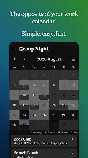 Group Night: Group Calendar Screenshot 0