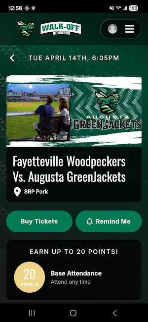 GreenJackets Walk-Off Rewards Screenshot 3