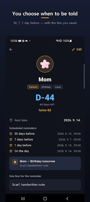 Life Alarm - Birthday Reminder Screenshot 2